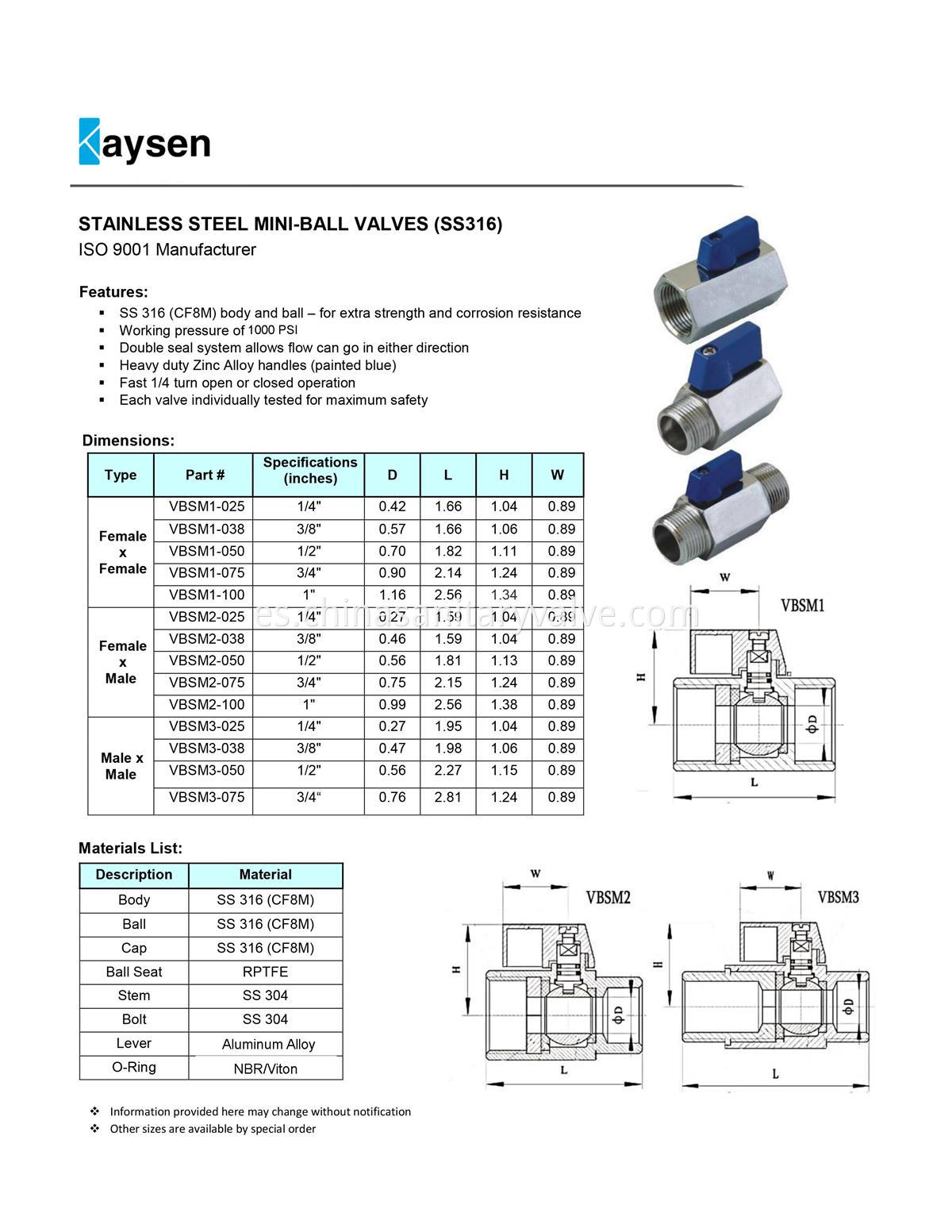 stainless steel mini ball valve 